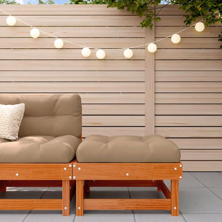 vidaXL Poggiapiedi da Giardino in Legno di Pino Massiccio Marrone Cera L/P/H: 60,5 x 30 x 30 cm