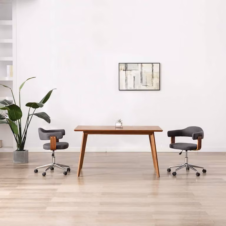 Sedia da Pranzo Girevole Moderna vidaXL Grigia con Braccioli e Ruote, H 78 x L 55 x P 50 cm