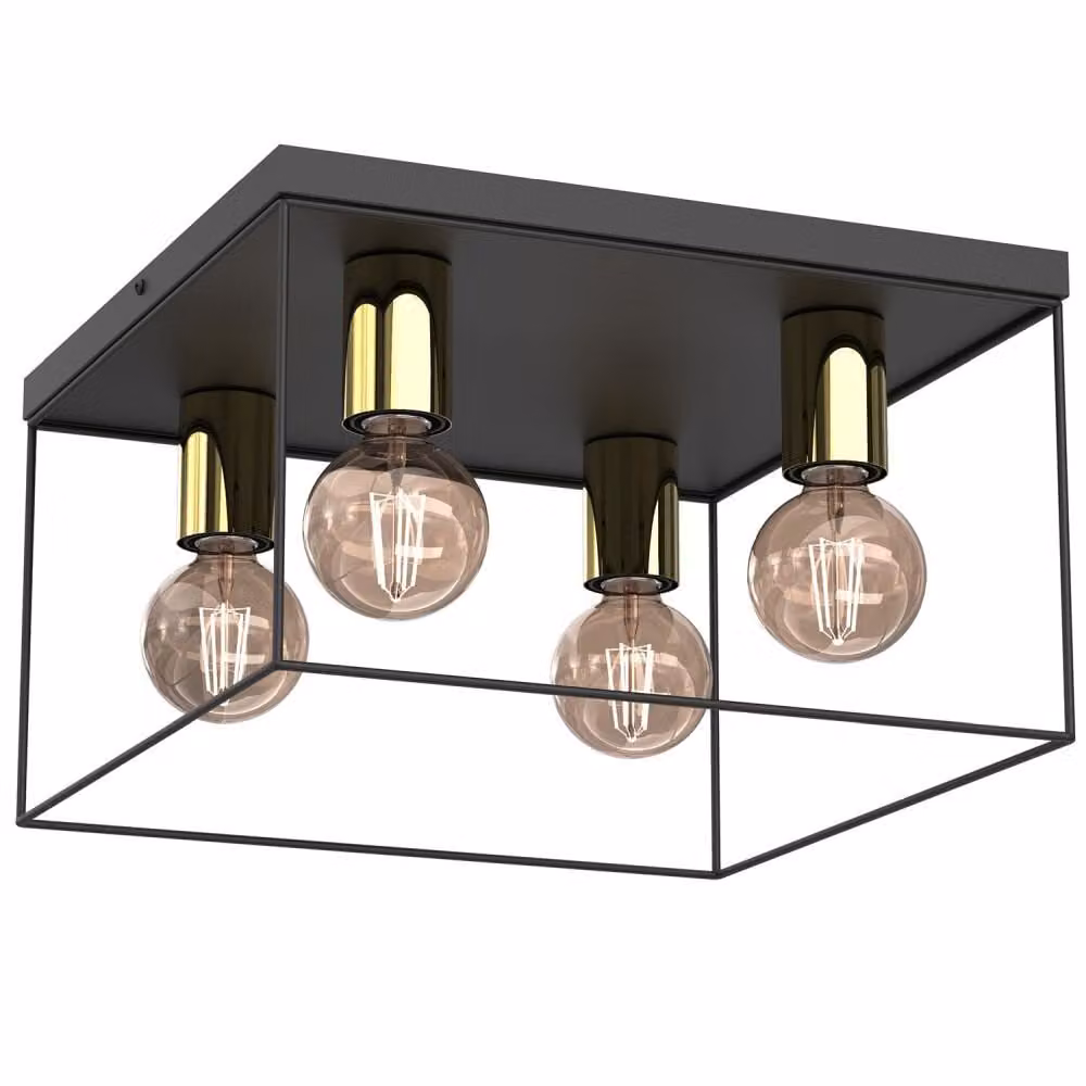 Lampada a sospensione Homen nero opaco-oro lucido 4xE27x15W metallo dim.: 22x34x34 cm IP20 Luminex