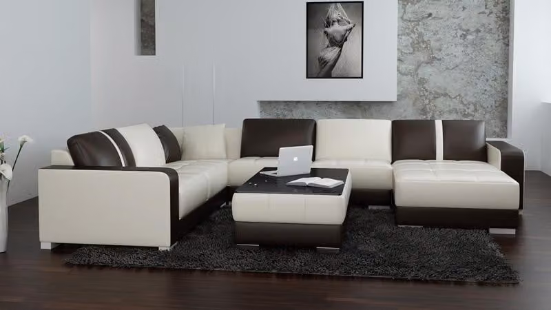 Ledersofa Couch Wohnlandschaft Ecksofa Eck Garnitur Design Modern Sofa F3012