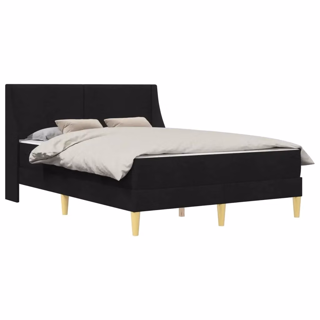 Letto moderno con testiera e materasso in schiuma vidaXL, rivestimento in tessuto nero – 2