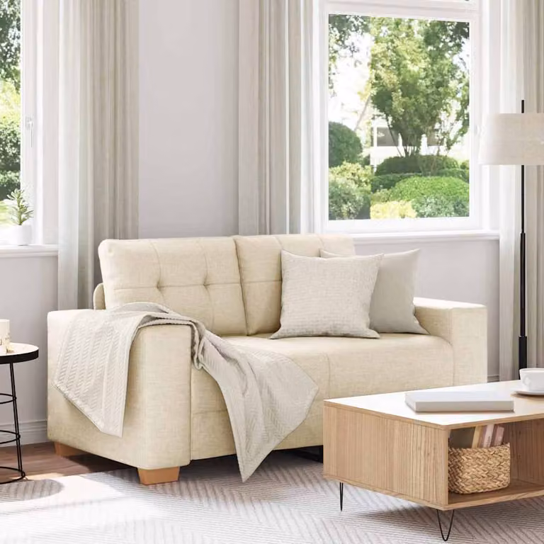 Divanetto moderno vidaXL in tessuto beige con cuscini, L/P/H: 160 x 77 x 82 cm