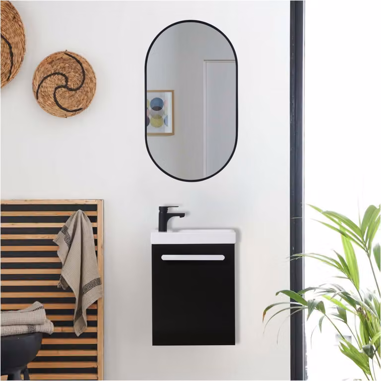 Gruppo lavabo sospeso Nevada con specchio ovale