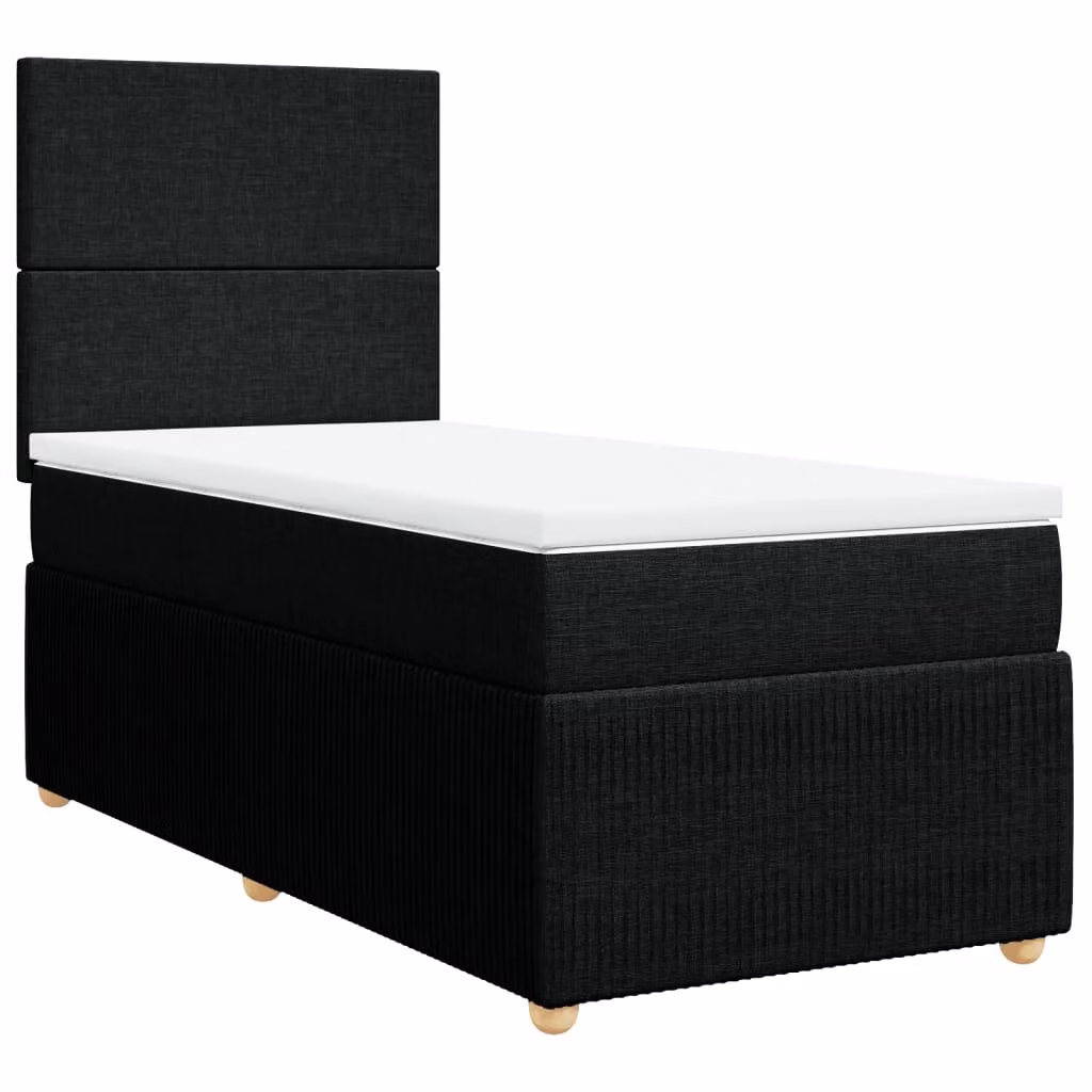 Giroletto a Molle con Materasso Nero 90x190 cm in Tessuto