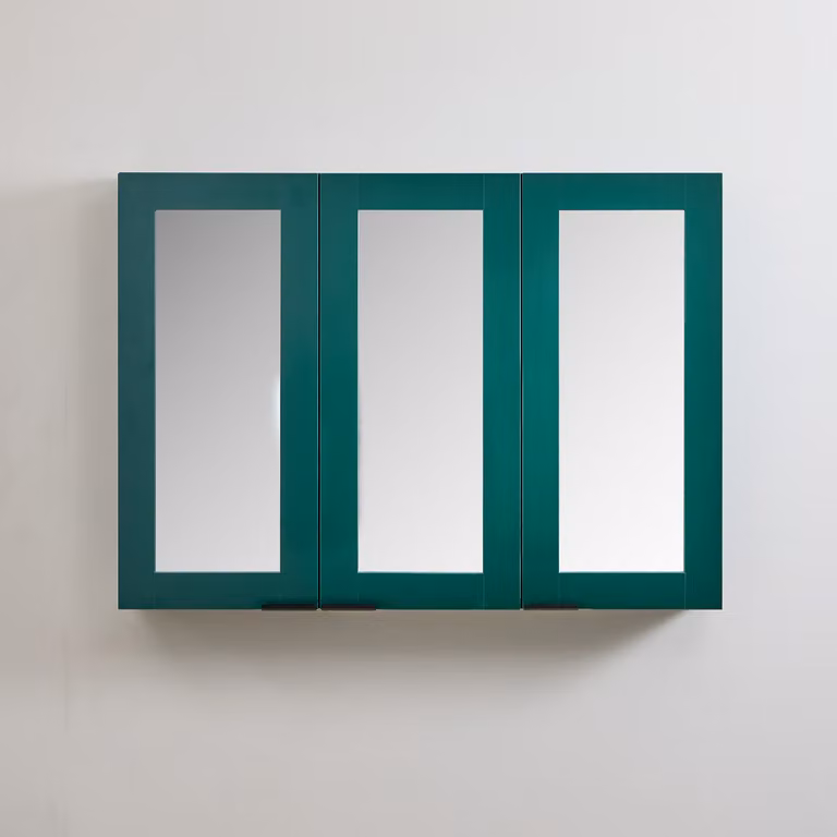 Mobiletto a Specchio da 600mm x 650mm Verde Scuro - Completo di Maniglie con Impugnature a Dito Nere - Cluo
