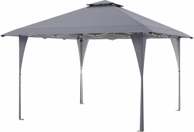 Gazebo da giardino HELLOSHOP26 in tessuto Oxford grigio con struttura in metallo L: 395 cm x P: 395 cm, H: 280 cm