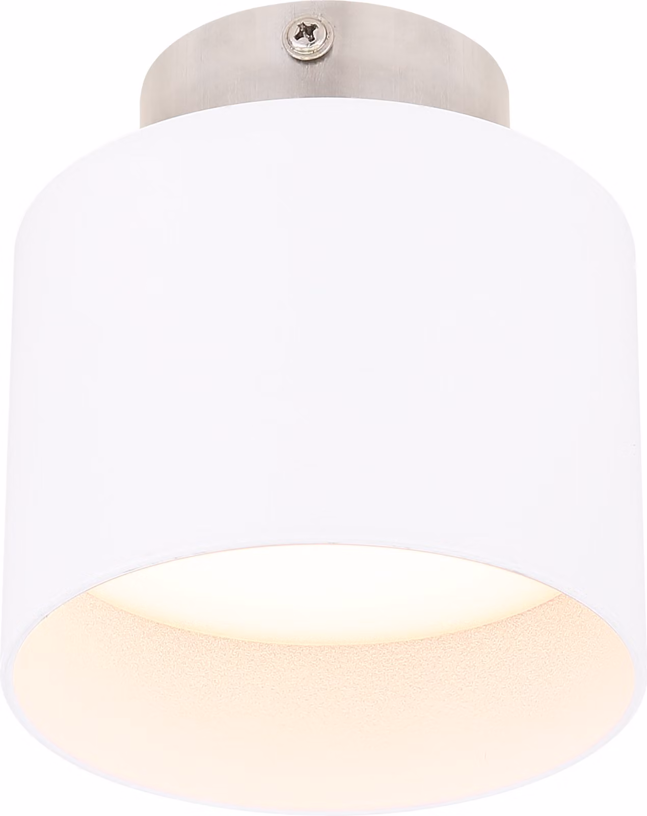 Lampada da soffitto Globo, alluminio bianco, plastica satinata, con diverse intensità regolabili tramite interruttore a parete, illuminazione di sfondo, direzione della luce: verso l'alto e verso il basso, diametro: 140 mm, altezza: 105 mm, include LED 16