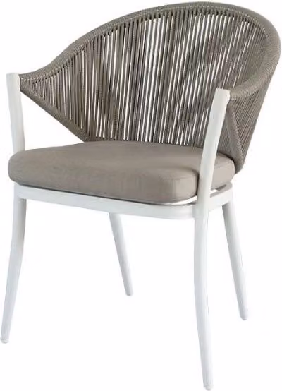Poltrona da esterno Re.Garden in metallo e rattan con finitura opaca, disponibile nei colori beige, bianco o grigio, L/P/H: 60 x 60 x 82 cm