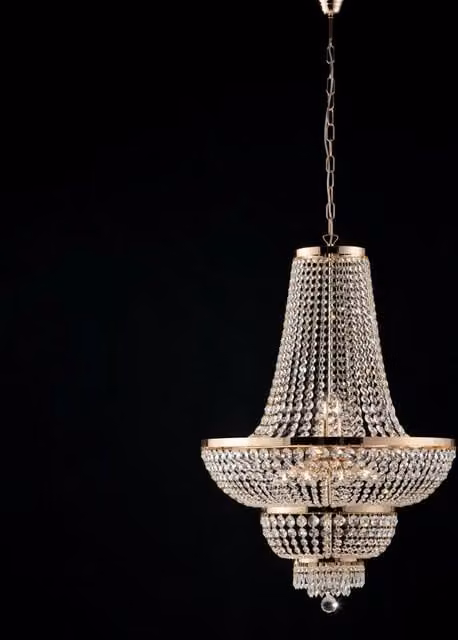 Lampadario Classico Mozart Bonetti Illumina in Metallo e Cristallo Oro con 10 Luci E14