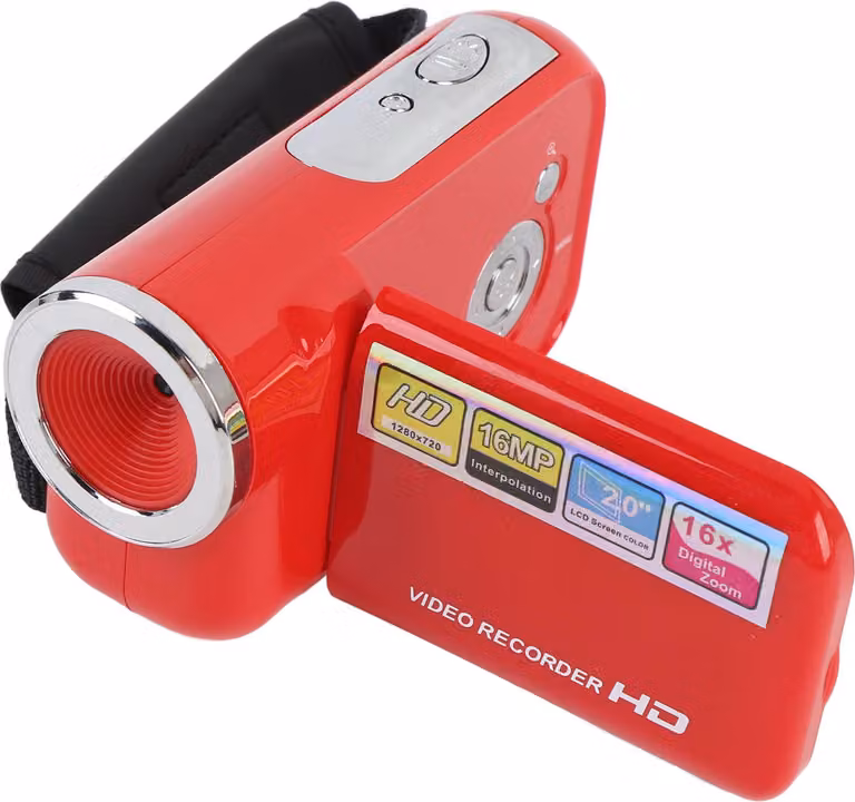 Videocamera digitale, schermo a colori da 2 pollici, 1080P, 16 MP, zoom 16x, videocamera DV anti-shake per viaggi, campus, registrazione della crescita, rosso