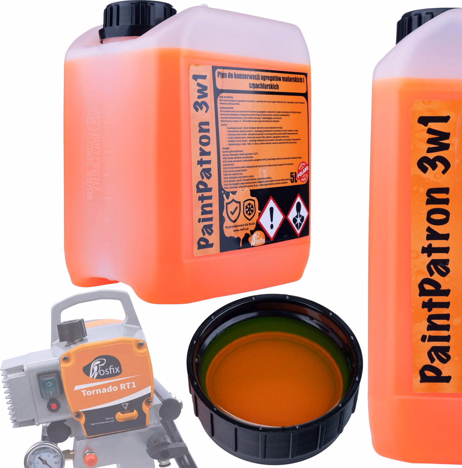 Rosfix Kit di manutenzione per impianti di verniciatura – Olio Smoox 0,25 L + Liquido 3 in 1 5 L | Compatibile con Graco, Wagner, Titan | Manutenzione professionale