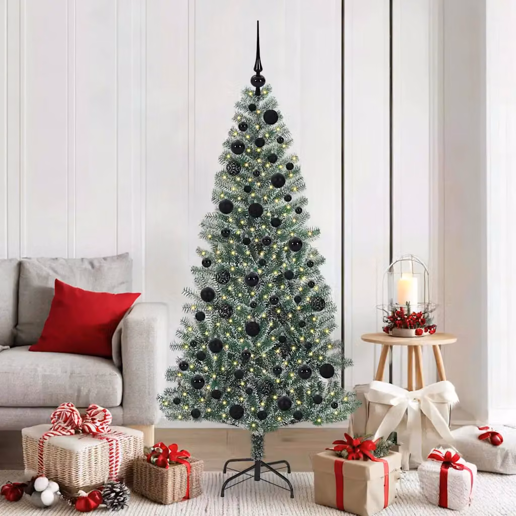 vidaXL Albero di Natale Artificiale Imbiancato con Luci LED 180 cm