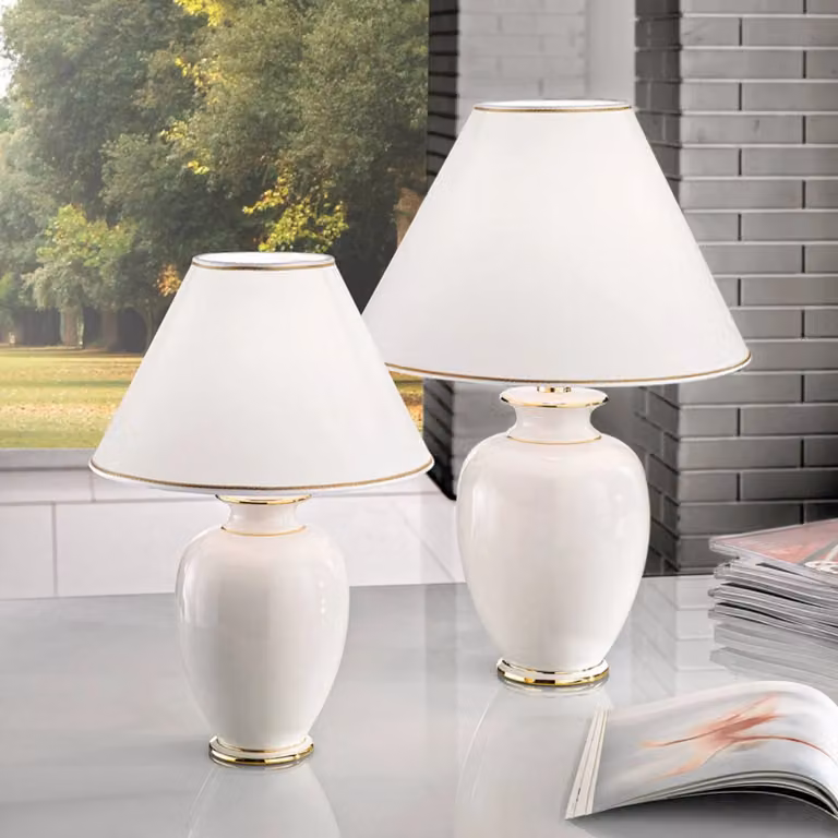 austrolux Lampada da tavolo Giardino Avorio, Crema / Ambra, Soggiorno / Sala da pranzo, Ceramica, Campagna / Rustiche, Lampada da tavolo