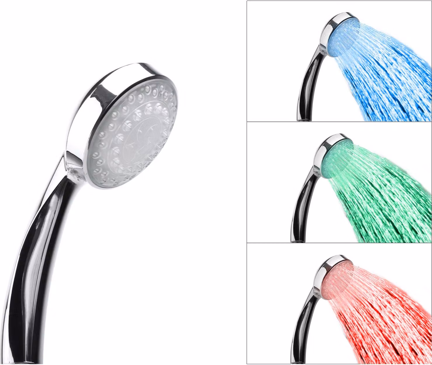 BELIANI Soffione doccia Plastica Argento Illuminazione LED Colorata