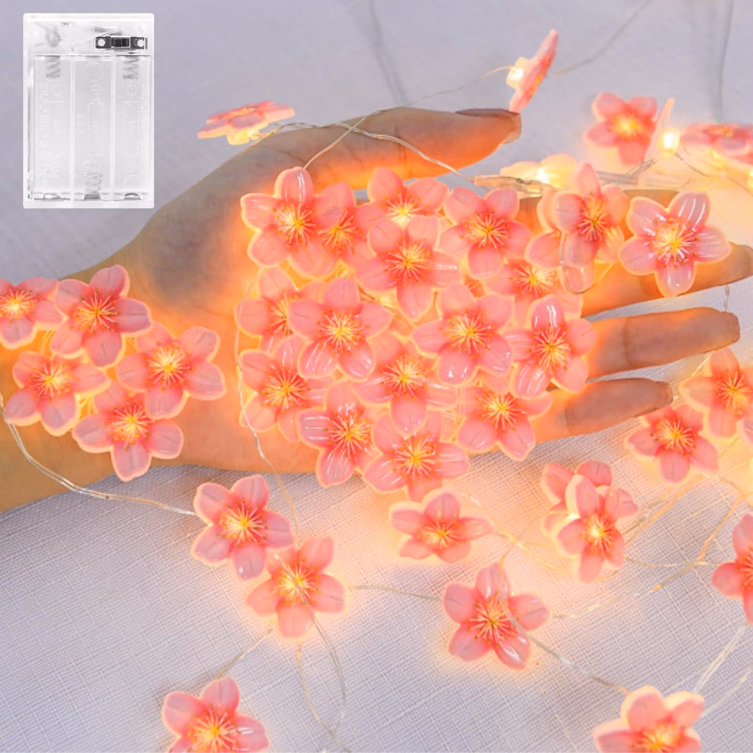 Catena luminosa da 2 metri - 20 LED - A batteria - Con timer - Luce calda - Adatta per interni ed esterni