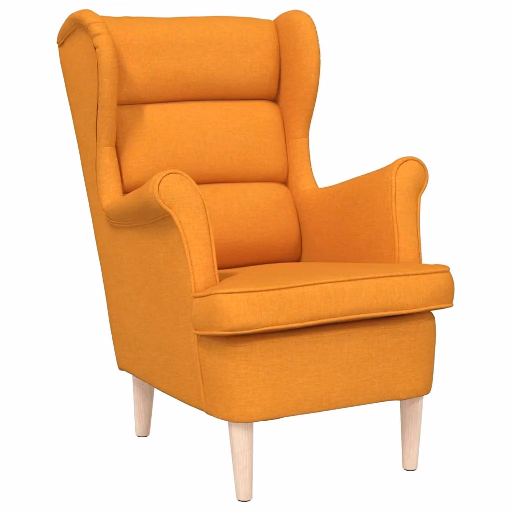 Poltrona moderna vidaXL in tessuto giallo e arancione con braccioli e struttura in legno, L/P/H: 74 x 84 x 100 cm – 2