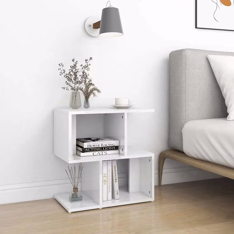 Set di 2 comodini vidaXL in legno multistrato bianco lucido L 50 cm x P 30 cm x H 51,5 cm