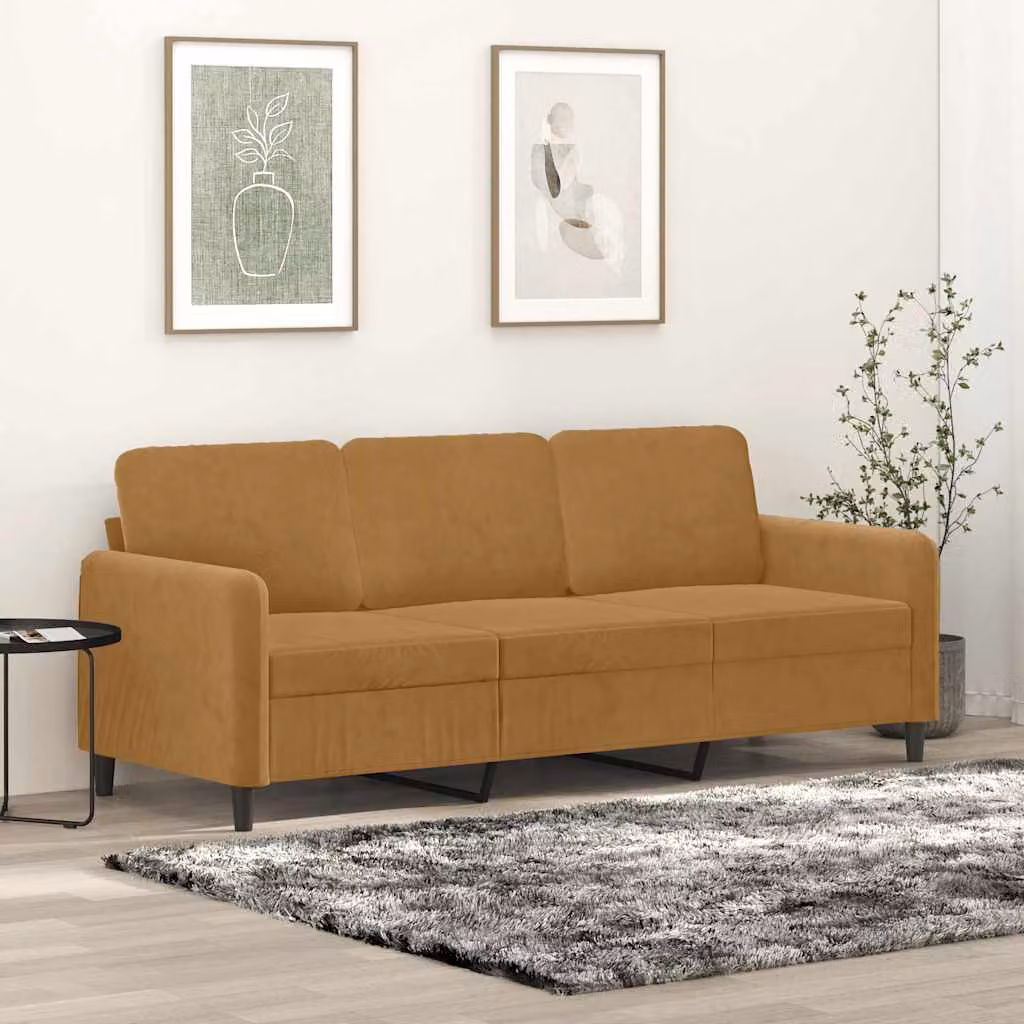 vidaXL Divano a 3 Posti Marrone 180 cm in Velluto