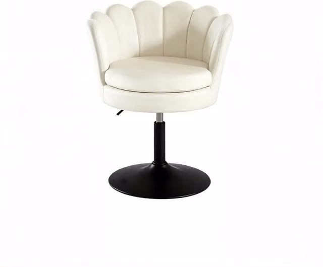 Sedia da ufficio girevole con braccioli in velluto e metallo beige, L: 61,5 cm, H: 71-83 cm, P: 65 cm – 1