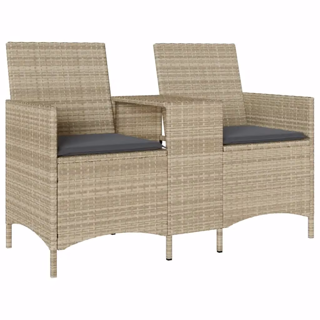 Set da giardino vidaXL con divano a 2 posti, tavolo e cuscini in polyrattan grigio – 2