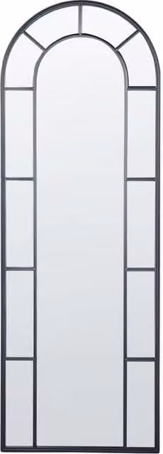 Specchio da parete rotondo BELIANI in metallo e vetro nero stile industrial L: 60 cm, H: 170 cm
