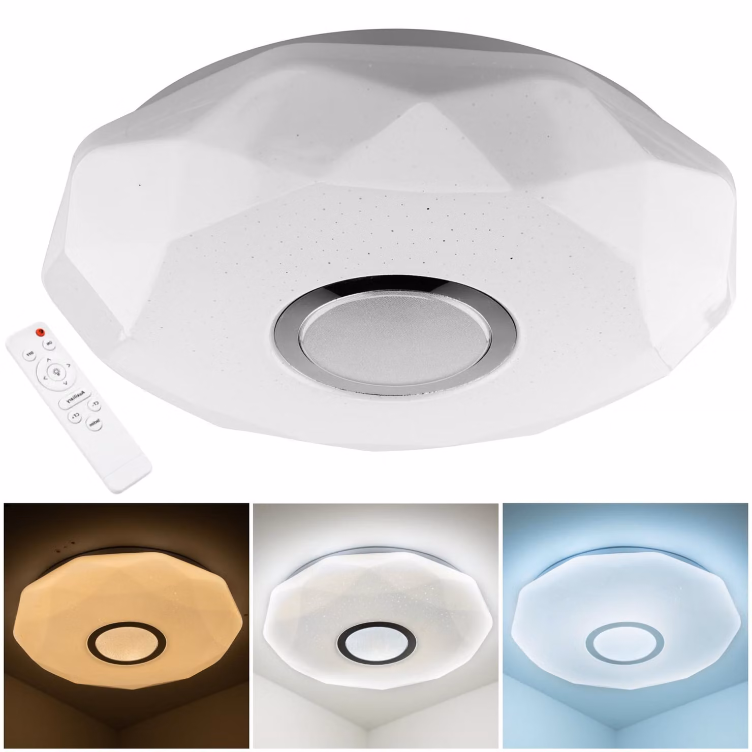 LUMILED LED lampada da soffitto 72W 6480lm 50cm plafoniera CCT 3000-6500K con telecomando bianco rotondo design moderno soggiorno camera dei bambini camera da letto