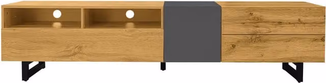 Mobile TV moderno GL Store con 3 ante e 2 scomparti, gambe in metallo a U, L: 170 cm, P: 36,5 cm, H: 42 cm, Colore beige o antracite o marrone