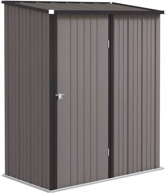 Casetta da giardino Outsunny in acciaio con catenaccio, Grigio Chiaro, L: 161.5 cm, P: 94.5 cm, H: 196 cm