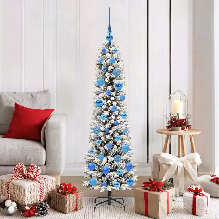 Albero di Natale artificiale moderno vidaXL bianco con luci LED bianco caldo