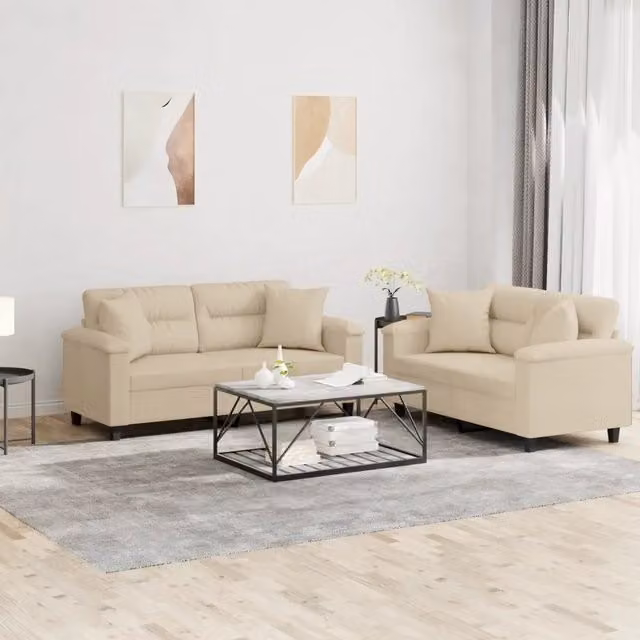 Set di 2 divani vidaXL in microfibra beige con cuscini per il tuo soggiorno