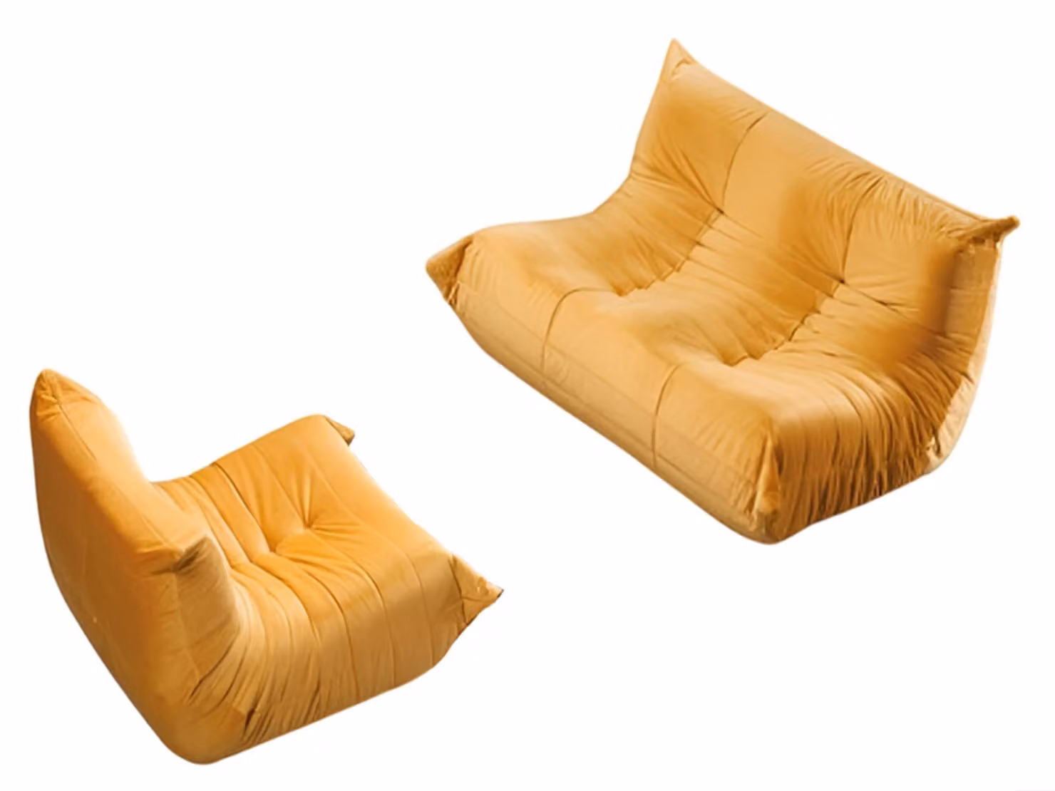 Orange Wohnzimmer Sitzgarnitur Designer Polster 2-Sitzer Sessel