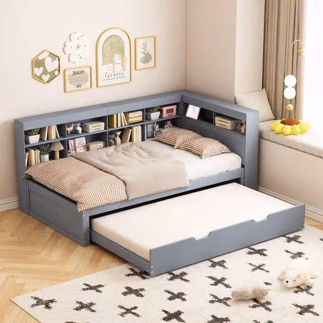 letto singolo legno grigio 90 x 200 cm