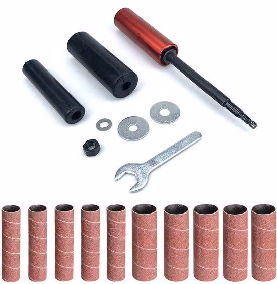 Trapano elettrico con set di manicotti abrasivi, smerigliatrice in gomma portatile, adattatore per trapano, trapano portatile, 120 manicotti per carta abrasiva, manicotto abrasivo, trapano elettrico