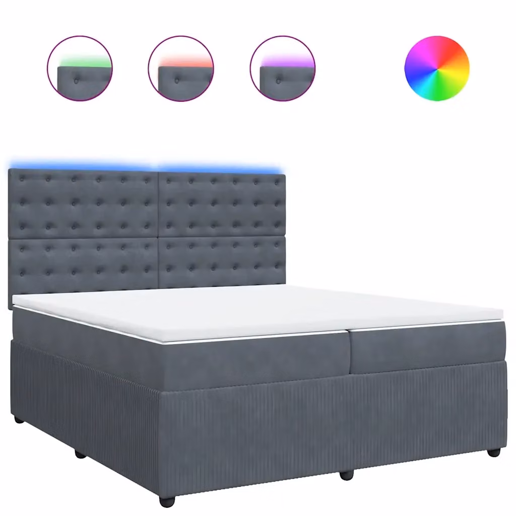 Letto Ibrido vidaXL con Materasso a Molle Insacchettate e Rivestimento in Velluto Grigio, L/P: 200 x 200 cm – 2