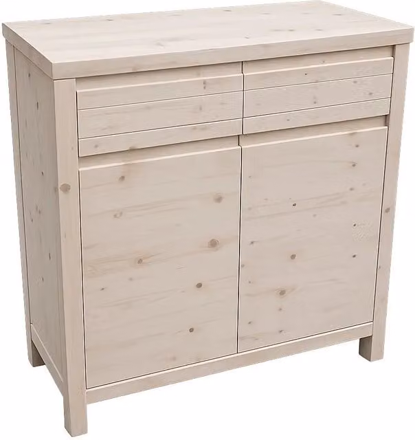 Credenza Mobili 2G con 2 porte e 2 cassetti in legno massello di abete grezzo L: 104 cm, P: 50 cm, H: 95 cm – 4
