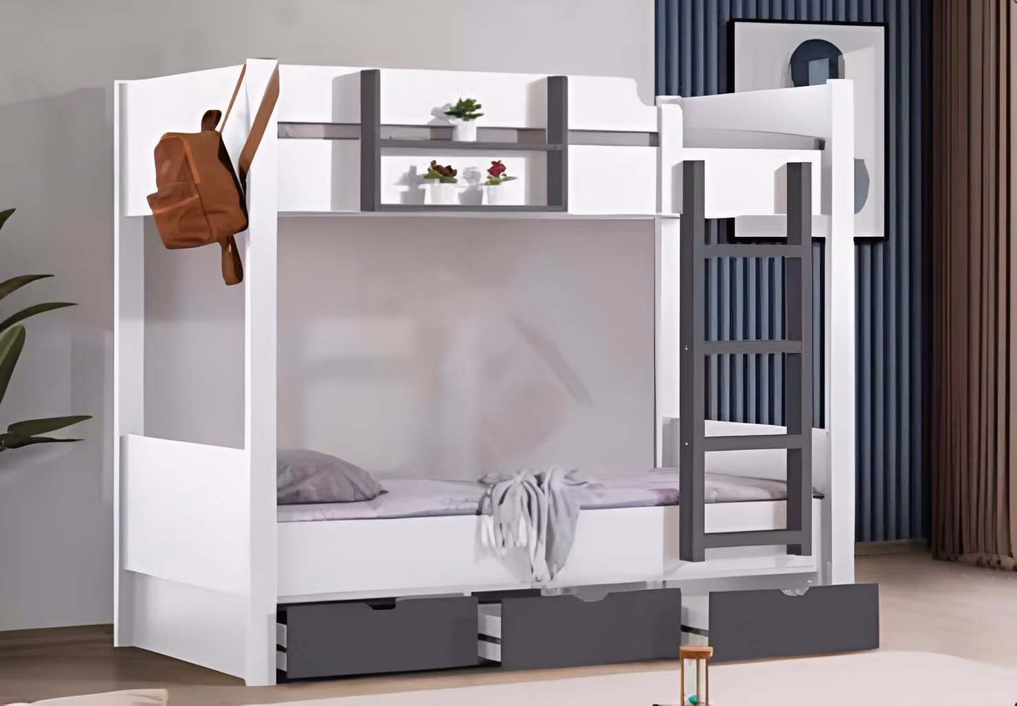 Letto a castello moderno con spazio contenitivo per dormire comodamente