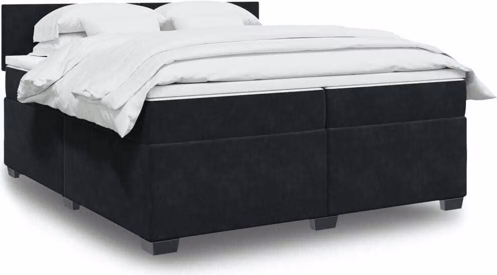Maison Exclusive - Giroletto a Molle con Materasso Nero 200x200 cm in Velluto
