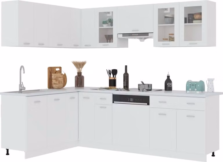 Set Armadi da Cucina 11 pz Lyon Bianco in Truciolato
