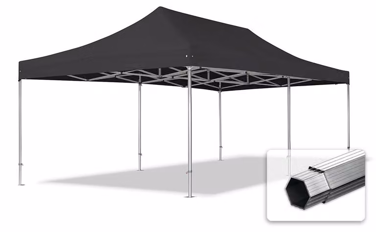 TOOLPORT 4x8m gazebo pieghevole PVC, PROFESSIONAL alluminio, nero