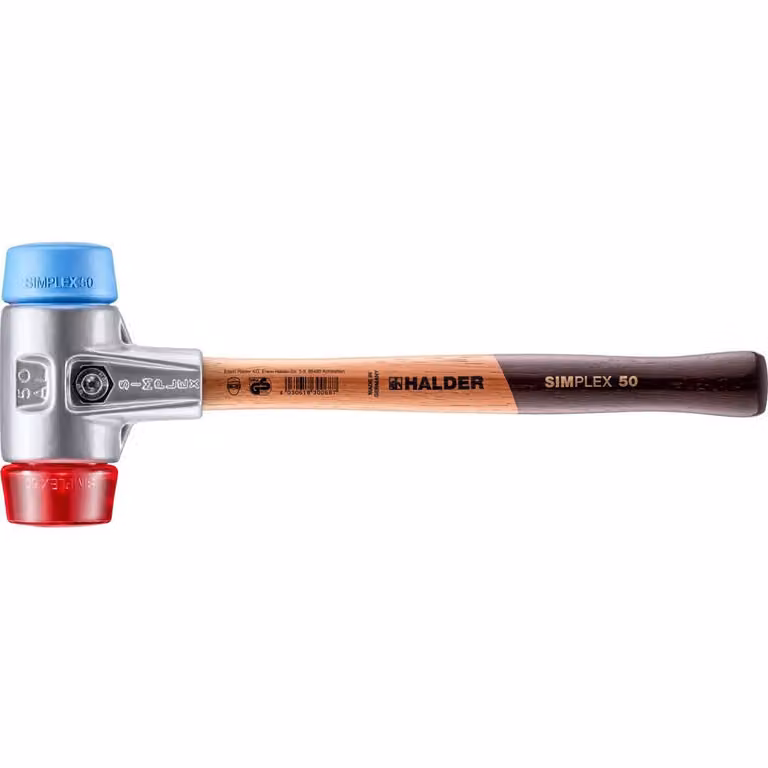 Mazza SIMPLEX soft-face con alloggiamento in alluminio e manico in legno, Ø 50, TPE-soft / plastica