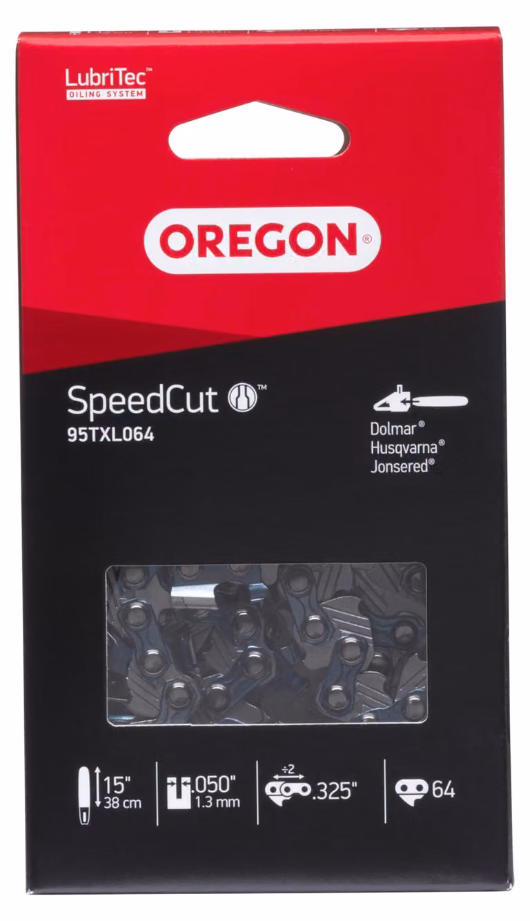Catena per motosega Oregon, adatta a lame da 38 cm, passo .325", spessore 1,3 mm, 64 maglie di trazione – dimensione 64 maglie
