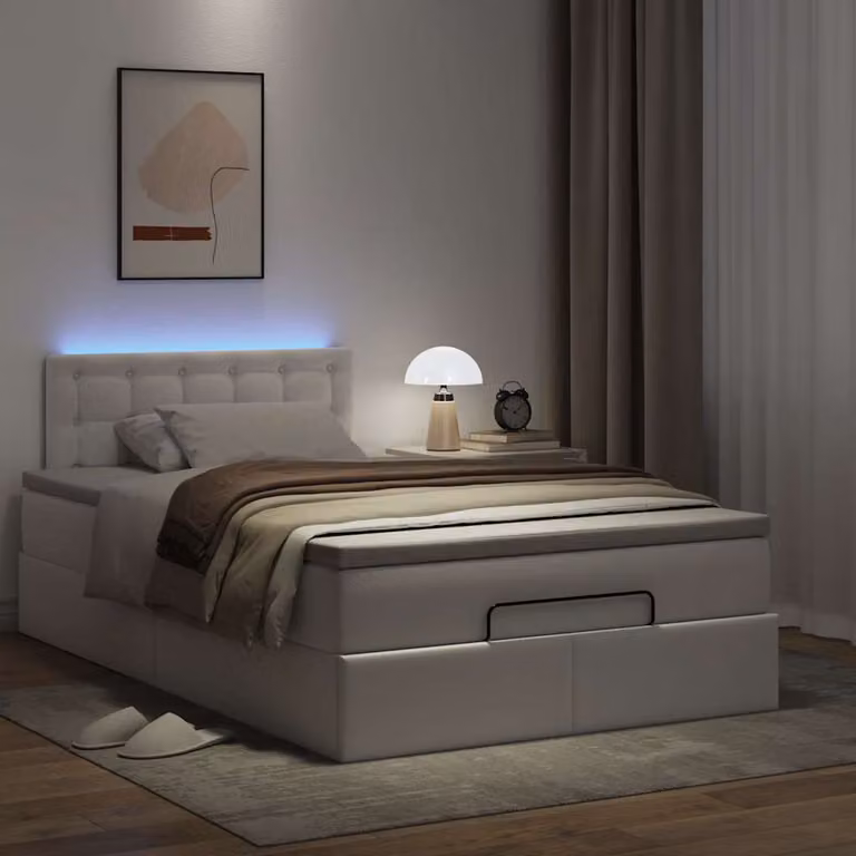 Maison Exclusive - Pouf Letto con Materassi e LED Bianco Puro 120x190cm Pelle finta