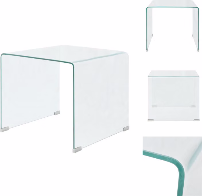 vidaXL Tavolino in vetro temperato 49,5 x 50 x 45 cm Trasparente - Tavolini da caffè