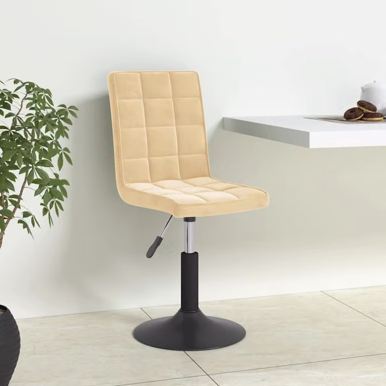 Set di 4 sedie da pranzo girevoli vidaXL in velluto beige con base in metallo e plastica per cucina e sala da pranzo
