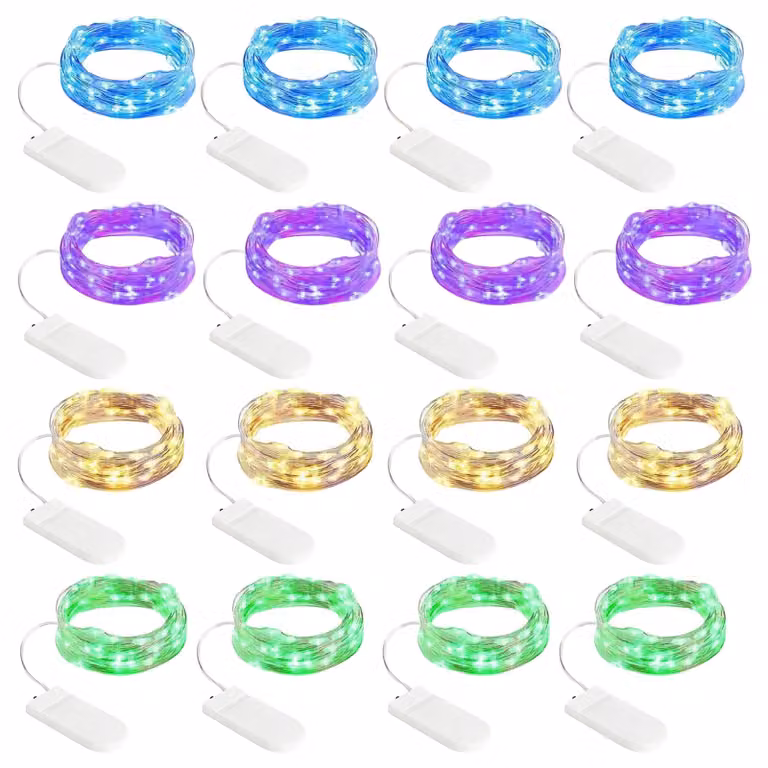 Catena luminosa a LED con batteria, 16 luci, 4 colori, 2 metri, 20 LED