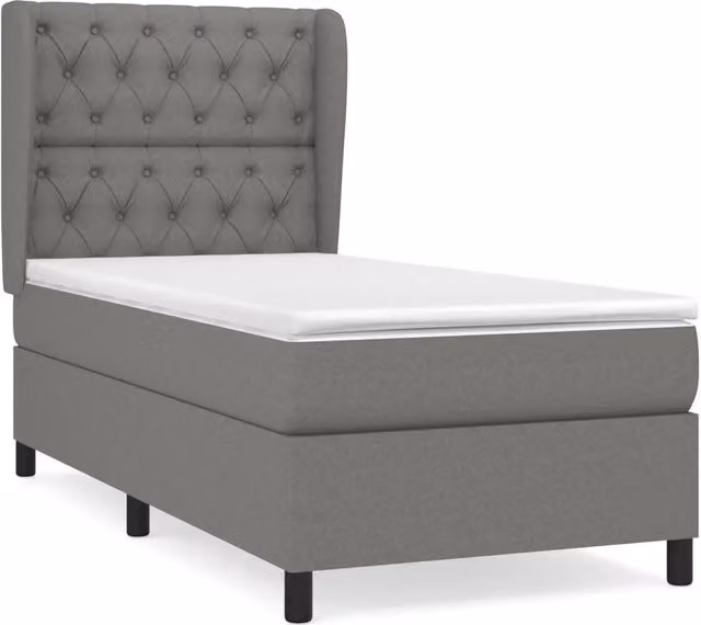 Letto singolo | Letto per adulti | Giroletto a Molle con Materasso Grigio Scuro 80x200 cm Tessuto