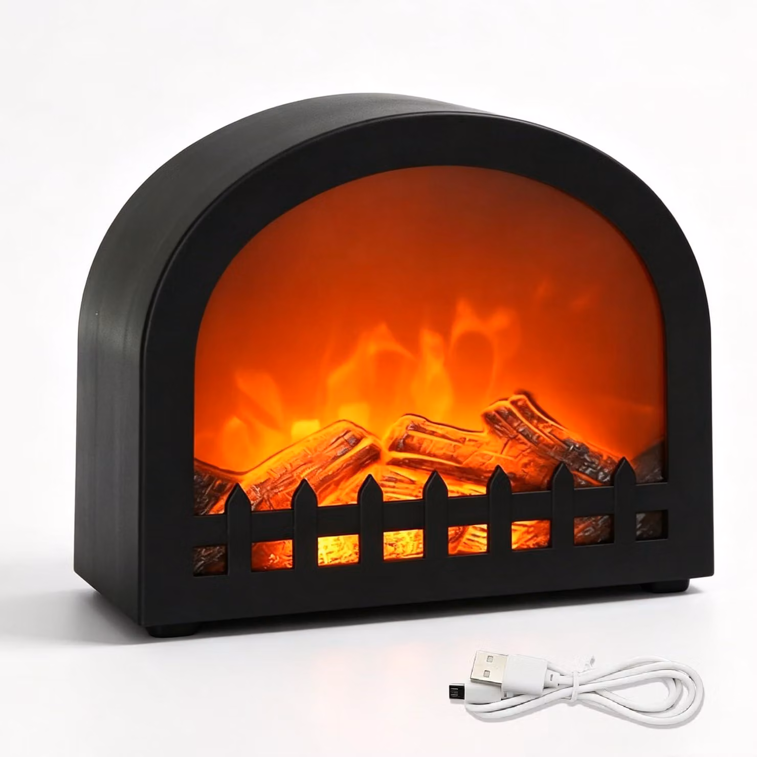 Camino elettrico a fiamme LED - 10x10x8 cm - Materiale: plastica ABS
