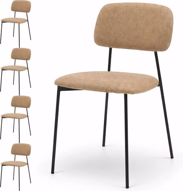 Set di 4 sedie Parigi GIORDANOSHOP con struttura in metallo opaco e seduta ergonomica in tessuto beige