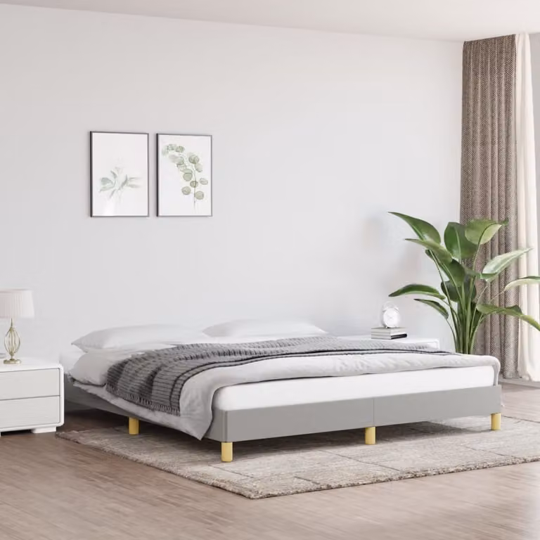 The Living Store Struttura letto grigio chiaro 180×200 cm in tessuto