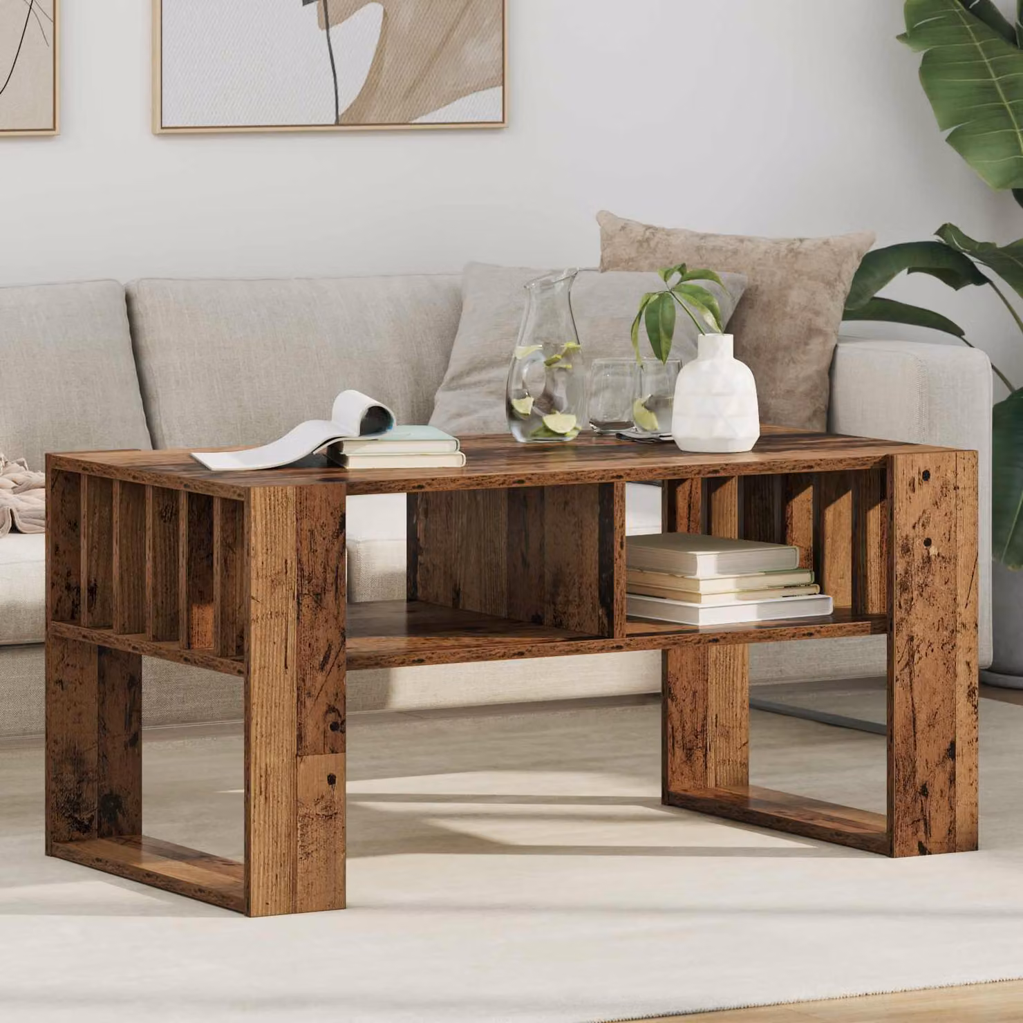 vidaXL Tavolino da salotto moderno in legno marrone L: 92 cm, P: 49,5 cm, H: 45 cm